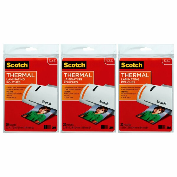 Scotch Thermal Laminating Pouches, 5 mil, 5in. x 7in., 60PK TP590320